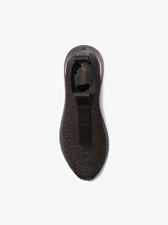 Bodie Logo Tape Metallic Stretch Knit Slip-On Trainer michael kors bodie logo tape metallic stretch knit slip on trainer