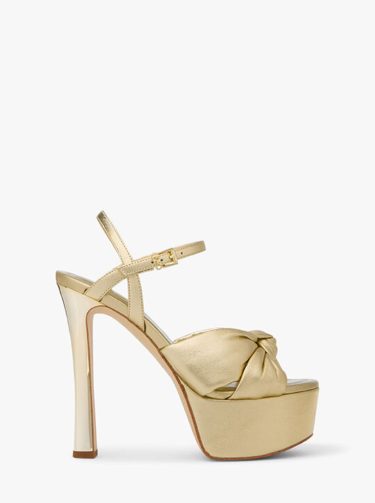 michael kors elena metallic leather platform sandal