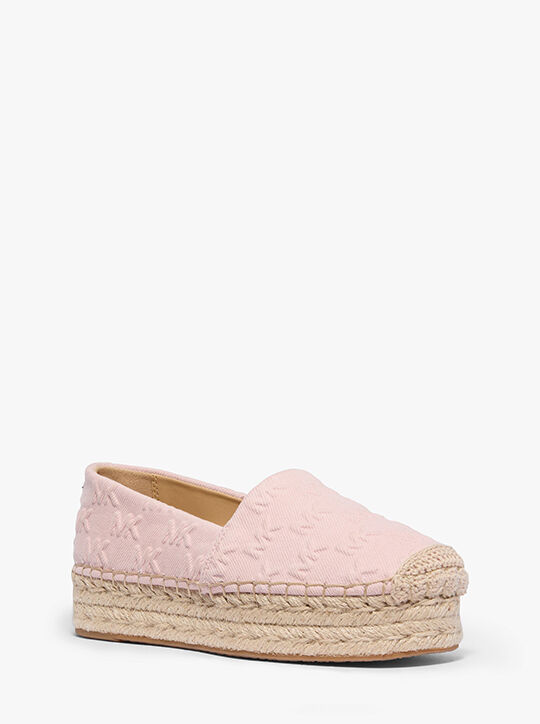 Lynn Logo Embossed Denim Platform Espadrille michael kors lynn logo embossed denim platform espadrille