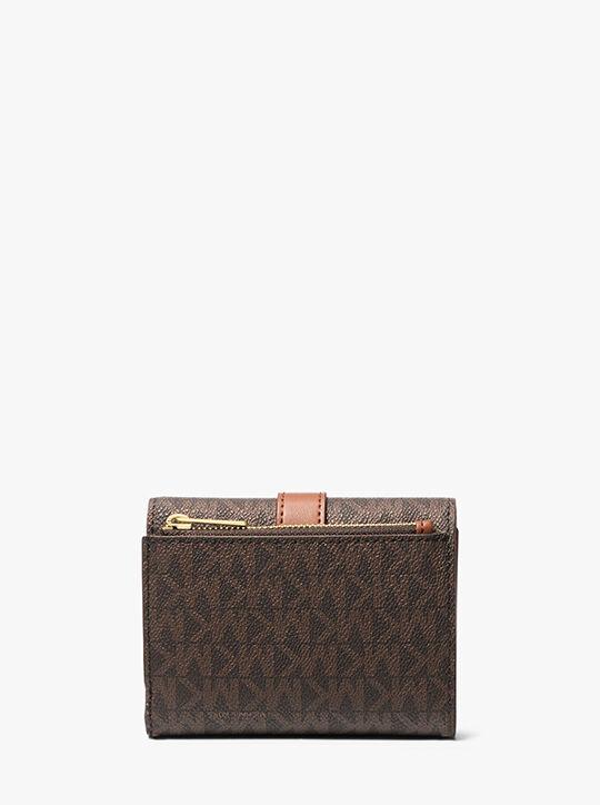 michael kors greenwich medium signature logo trifold wallet