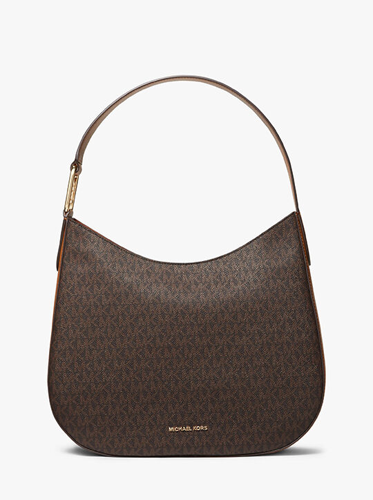 Kensington Large Signature Logo Hobo Shoulder Bag, BRN/ACORN
