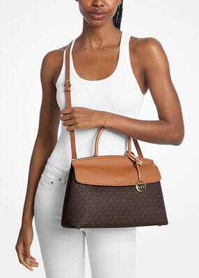 michael kors landry medium signature logo satchel