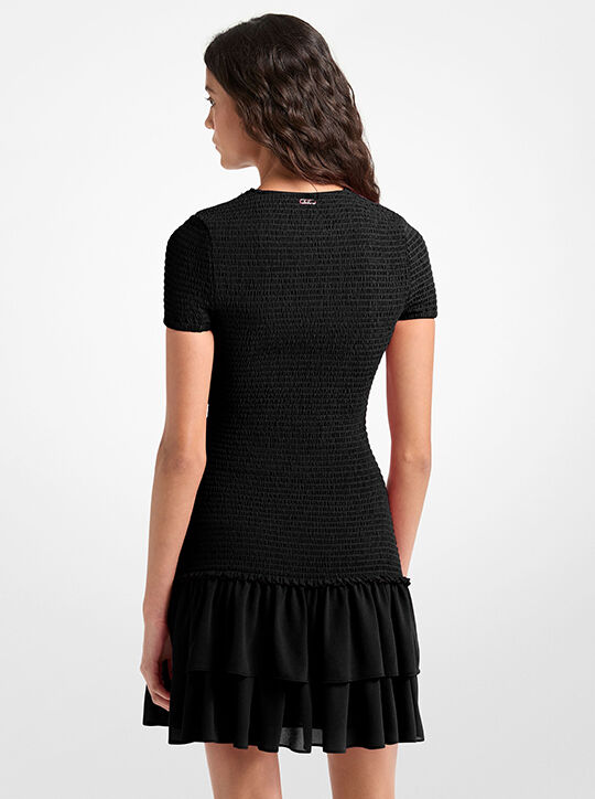 michael kors فستان قصير من قماش جورجيت مكشكش