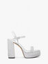 michael kors laci embellished metallic leather platform sandal