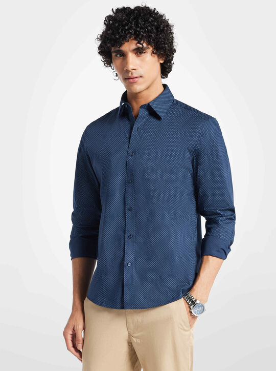 michael kors pin dot stretch cotton shirt