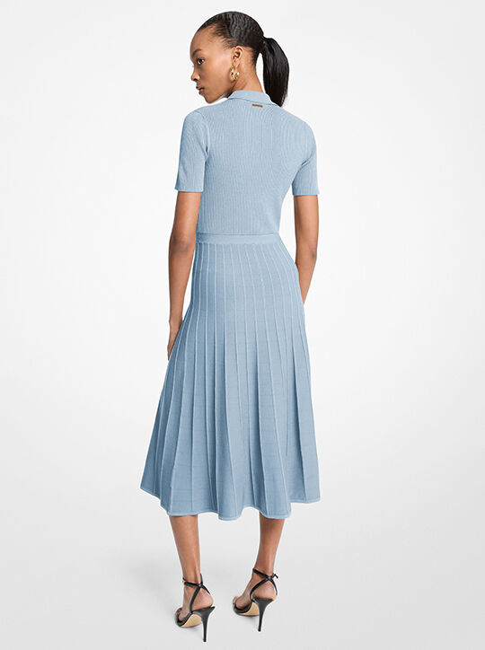 Ribbed Stretch Knit Polo Midi Dress michael kors ribbed stretch knit polo midi dress
