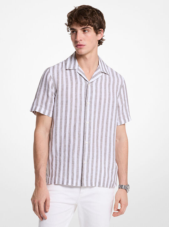 Linen and Cotton Blend Striped Shirt michael kors linen and cotton blend striped shirt