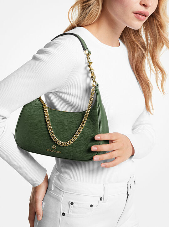 Piper Small Pebbled Leather Shoulder Bag, AMAZON GREEN Michael