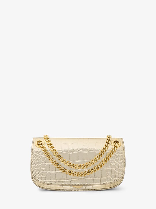 Christie Mini Metallic Crocodile Embossed Leather Envelope Bag michael kors christie mini metallic crocodile embossed leather envelope bag