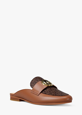 michael kors mckenzie leather and signature logo mule