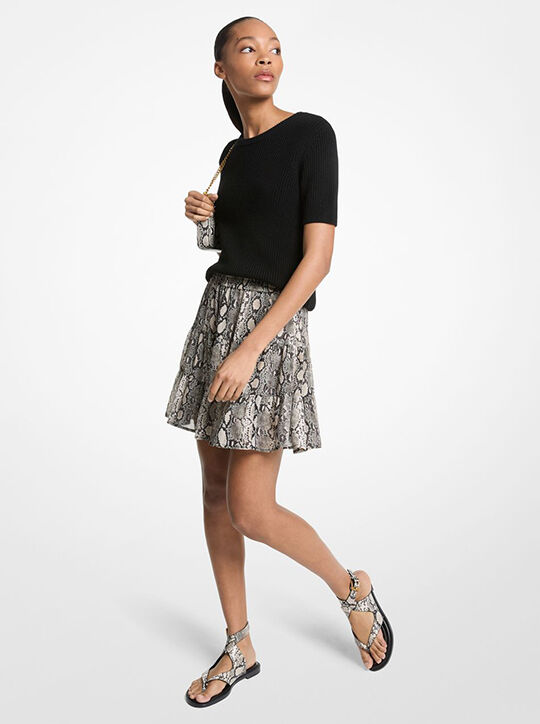 michael kors snake print georgette mini skirt