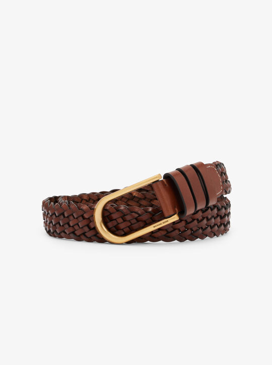 Braided Leather Belt, BROWN | Michael Kors KWT