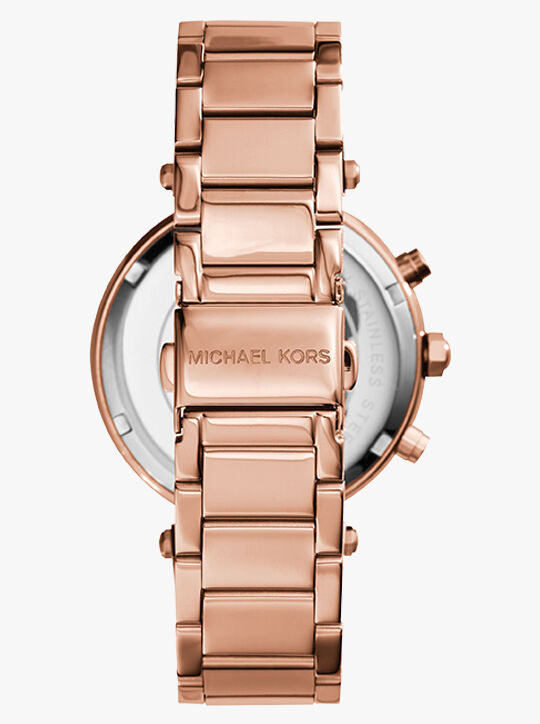 ساعة مايكل كورس باركر كرونوغراف من الستانلس ستيل باللون الذهبي الوردي michael kors ساعة مايكل كورس باركر كرونوغراف من الستانلس ستيل باللون الذهبي الوردي