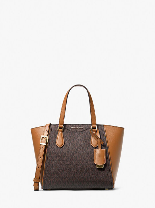 Taryn Small Signature Logo and Leather Convertible Crossbody Bag michael kors taryn small signature logo and leather convertible crossbody bag