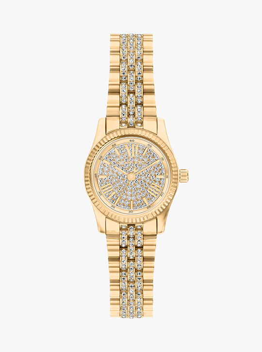 michael kors lexington three hand gold tone stainless steel watch