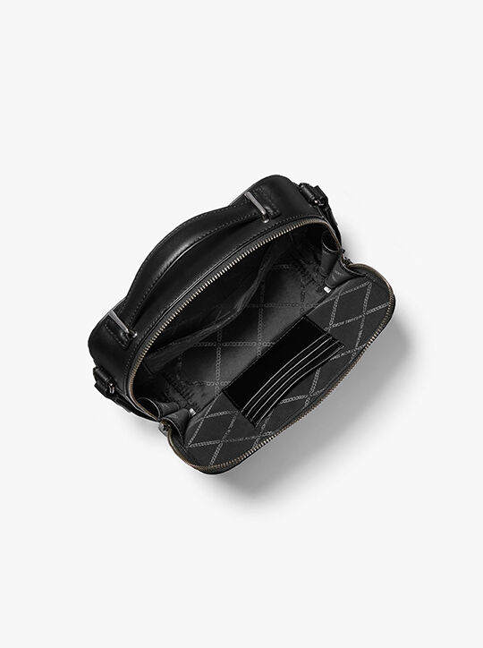 michael kors hudson metallic crocodile embossed leather crossbody bag