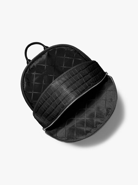 michael kors hudson crocodile embossed leather commuter backpack