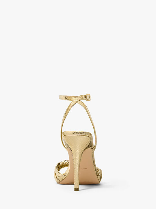 michael kors kiana metallic snake embossed leather sandal
