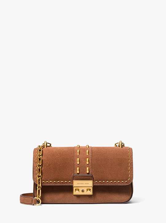 michael kors tribeca small studded suede shoulder bag