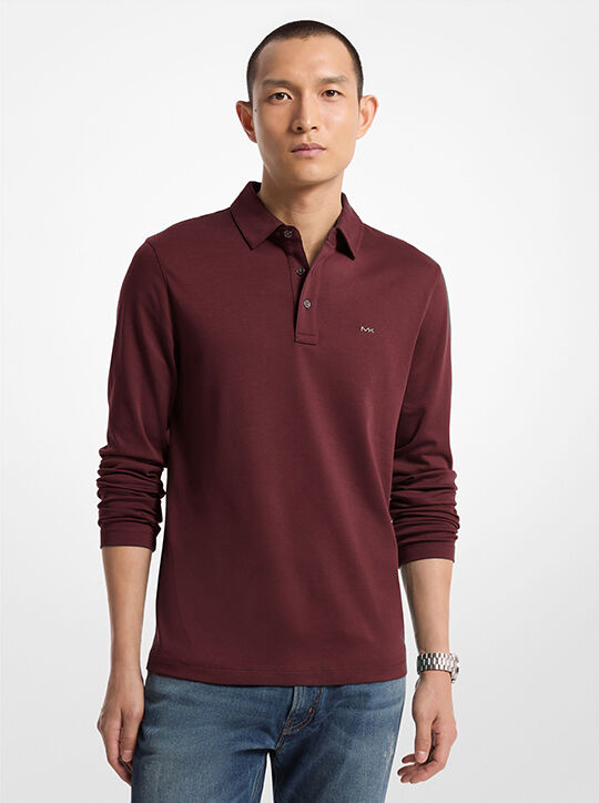 Cotton Long-Sleeve Polo Shirt michael kors cotton long sleeve polo shirt