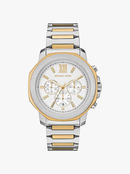 Oversized Prescott Two-Tone Watch michael kors oversized prescott two tone watch