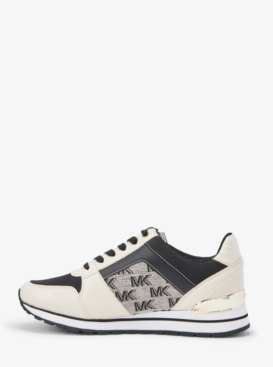 حذاء بيلي الرياضي المصنوع من الجلد والجاكار بشعار الماركة michael kors حذاء بيلي الرياضي المصنوع من الجلد والجاكار بشعار الماركة