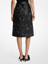 michael kors hand embroidered floral plong  leather skirt