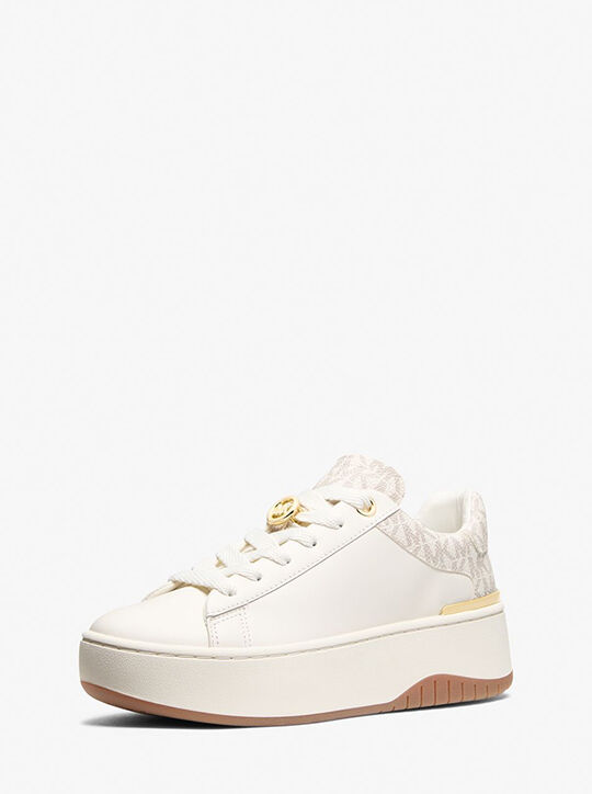 michael kors dottie leather and signature logo sneaker