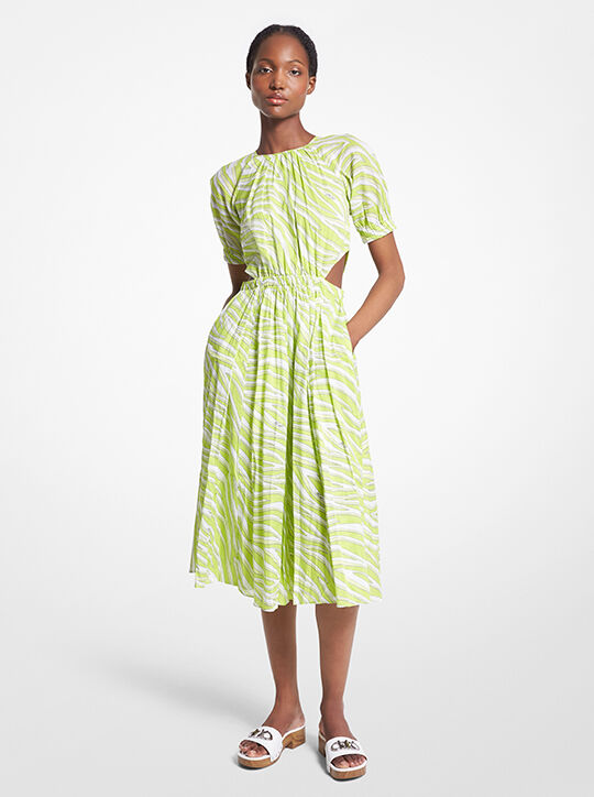 فستان من القطن بطبعة حمار وحشي michael kors فستان من القطن بطبعة حمار وحشي