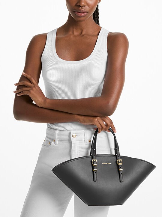 michael kors isa small leather fan tote bag