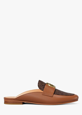 michael kors mckenzie leather and signature logo mule