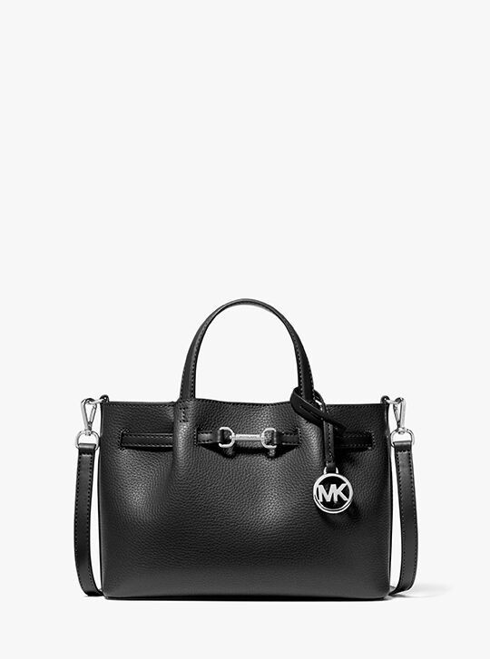Carson Small Pebbled Leather Satchel, BLACK | Michael Kors KWT