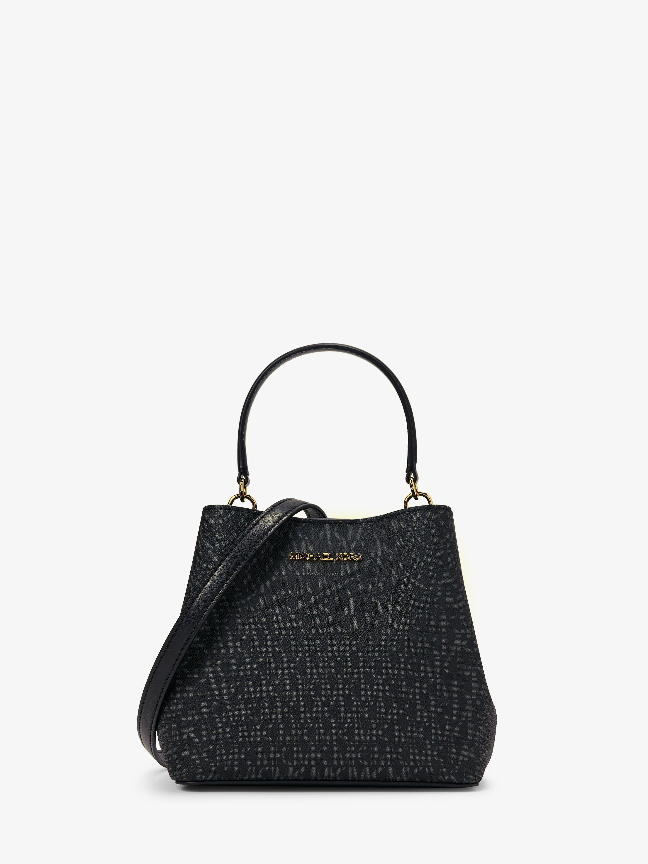 Pratt Small Signature Logo Shoulder Bag, BLACK | Michael Kors KWT