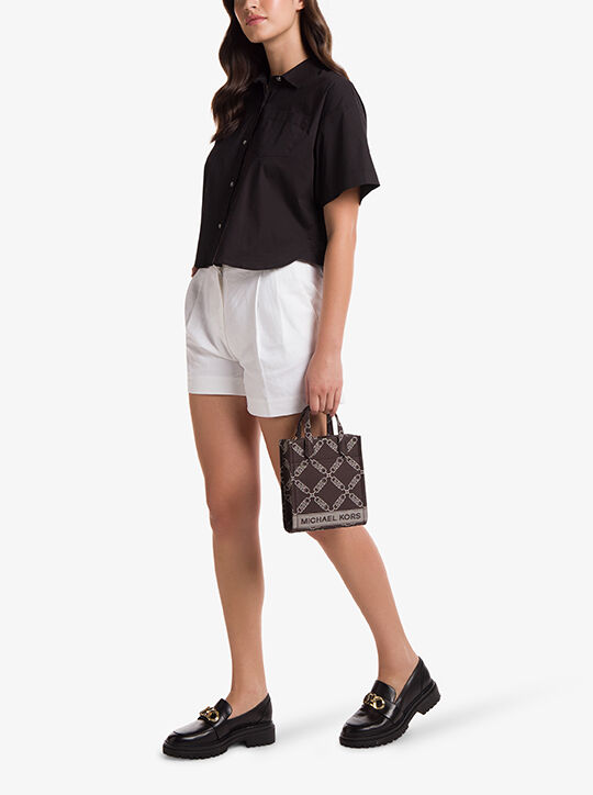 Gigi Extra-Small Empire Logo Jacquard Crossbody Bag michael kors gigi extra small empire logo jacquard crossbody bag