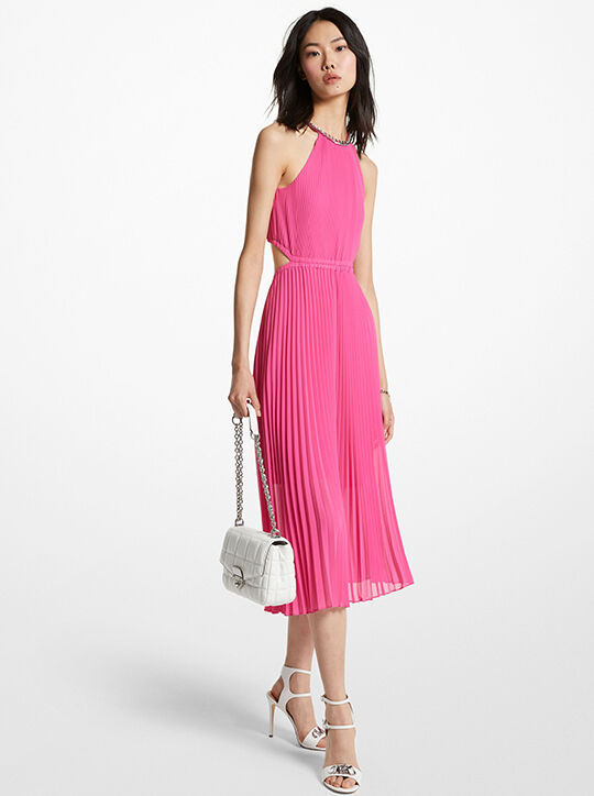 Pleated Georgette Cutout Dress michael kors pleated georgette cutout dress