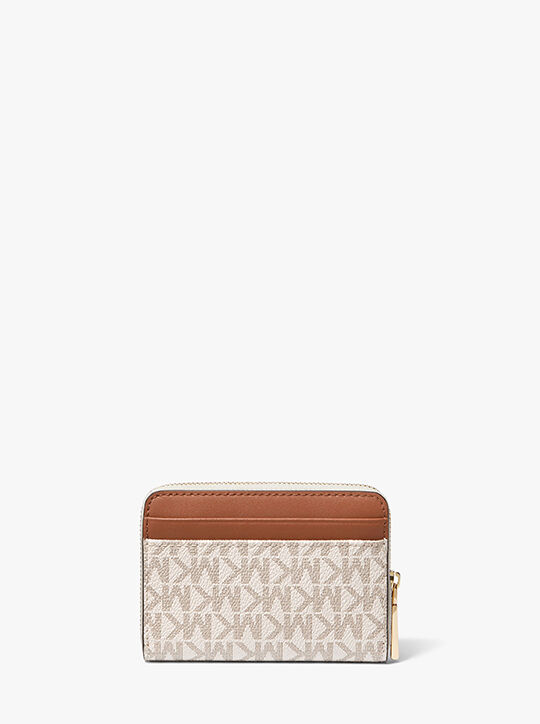 michael kors jet set small signature logo zip around card case