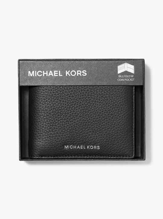michael kors hudson pebbled leather billfold wallet