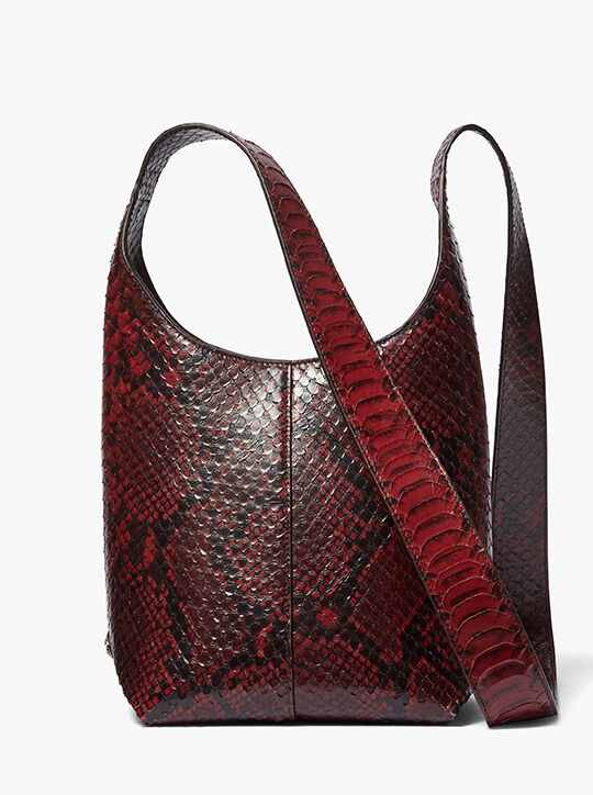 Dede Mini Python Embossed Leather Hobo Bag michael kors dede mini python embossed leather hobo bag