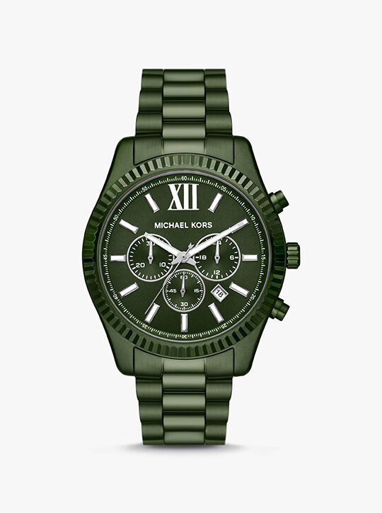 Oversized Lexington Green-Tone Watch michael kors oversized lexington green tone watch