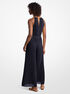 michael kors pleated embellished georgette halter jumpsuit