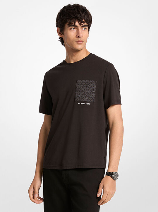 Signature Logo Pocket Cotton T-shirt michael kors signature logo pocket cotton t shirt