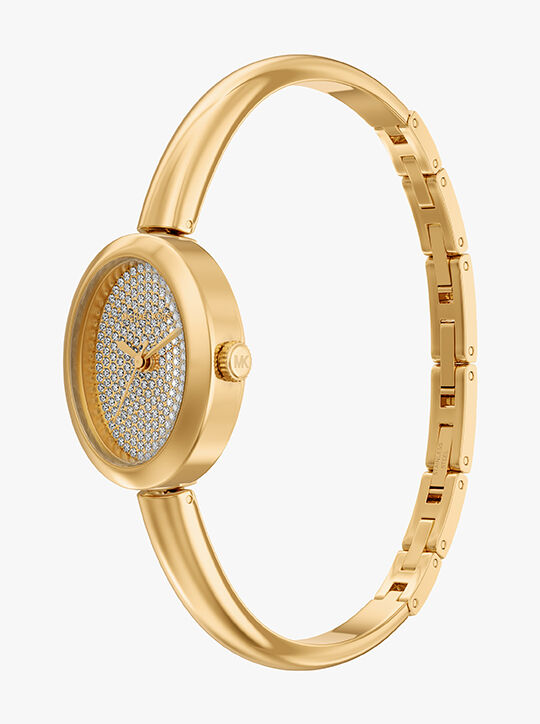 michael kors maude three hand gold tone stainless steel watch