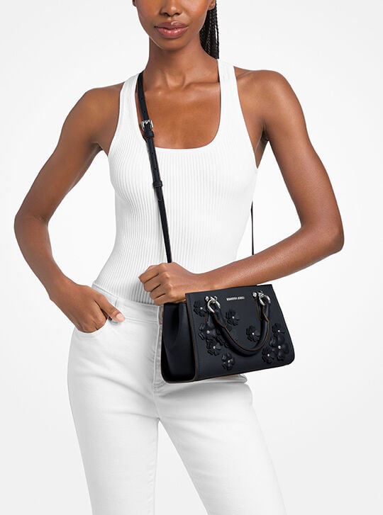 Marilyn Small Floral Embellished Satchel, NAVY | Michael Kors KWT