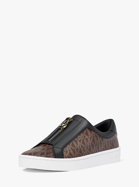 michael kors keaton signature logo zip up sneaker