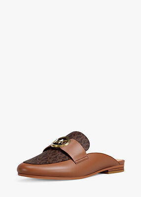 michael kors mckenzie leather and signature logo mule