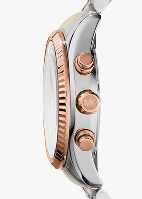 michael kors oversized lexington tri tone watch