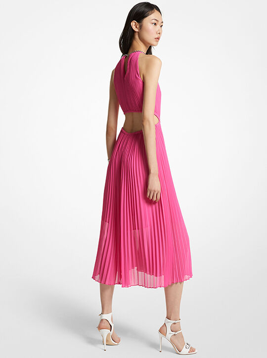 Pleated Georgette Cutout Dress michael kors pleated georgette cutout dress