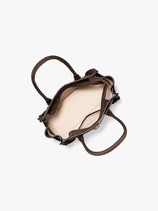 michael kors hamilton moderne small fringed suede satchel