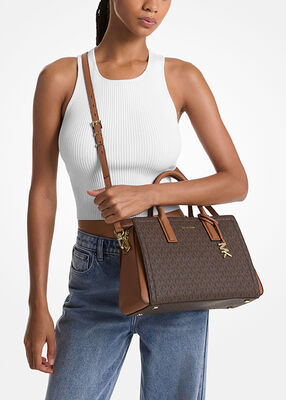 michael kors laila medium signature logo satchel