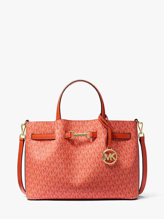 michael kors carson medium signature logo satchel
